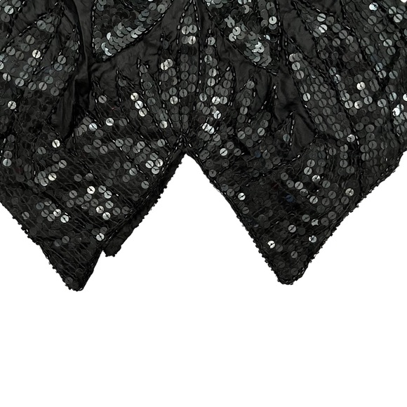 NWT Vintage Infashions Black Sequined and Beaded Butterfly Cape Shawl 100% Silk - Picture 4 of 15